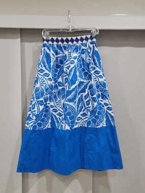 Kaos White and Blue Tropical Maxi Skirt